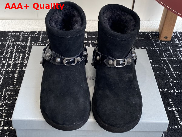 Balenciaga Alaska Soft Bootie in Black Split Calfskin and Synthetic Material Replica