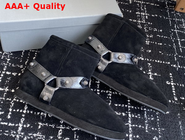 Balenciaga Alaska Soft Bootie in Black Split Calfskin and Synthetic Material Replica