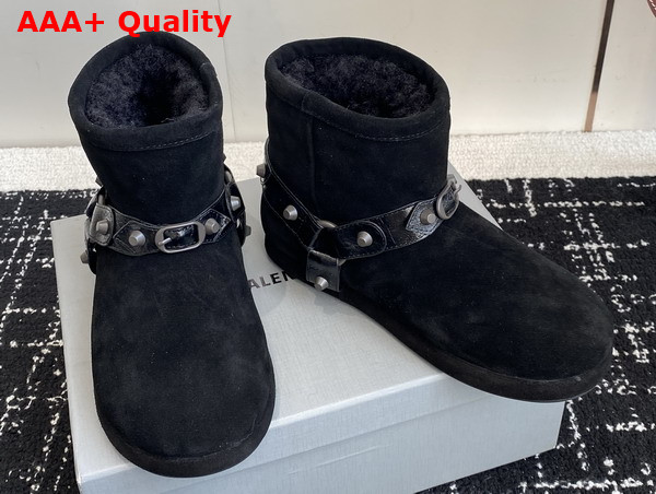 Balenciaga Alaska Soft Bootie in Black Split Calfskin and Synthetic Material Replica