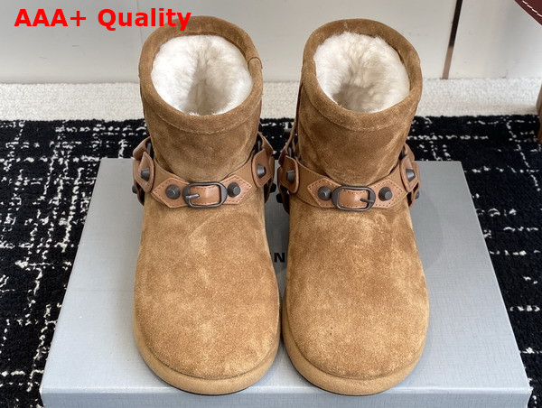 Balenciaga Alaska Soft Bootie in Camel Split Calfskin and Synthetic Material Replica