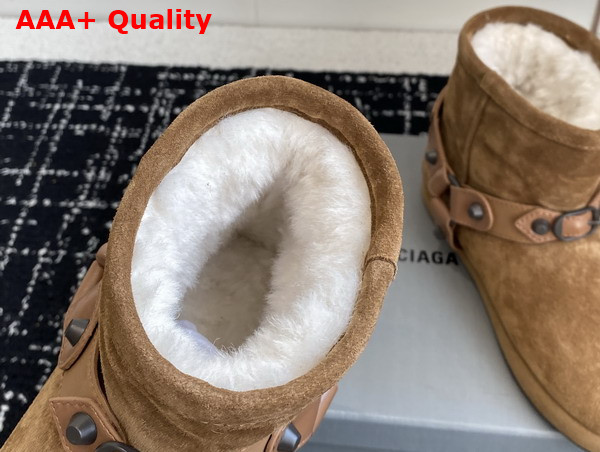 Balenciaga Alaska Soft Bootie in Camel Split Calfskin and Synthetic Material Replica