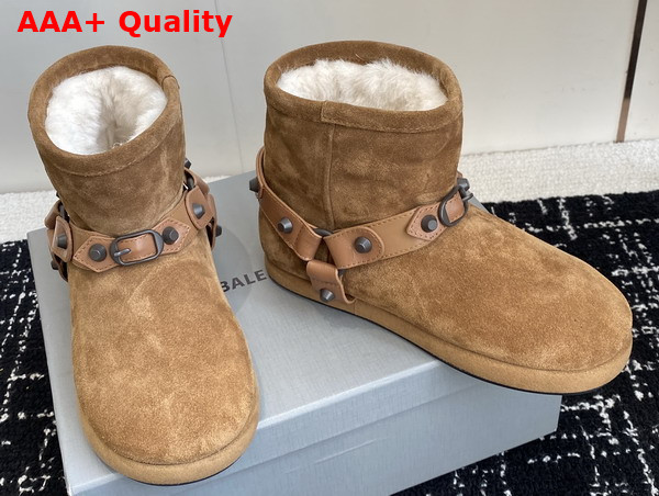 Balenciaga Alaska Soft Bootie in Camel Split Calfskin and Synthetic Material Replica