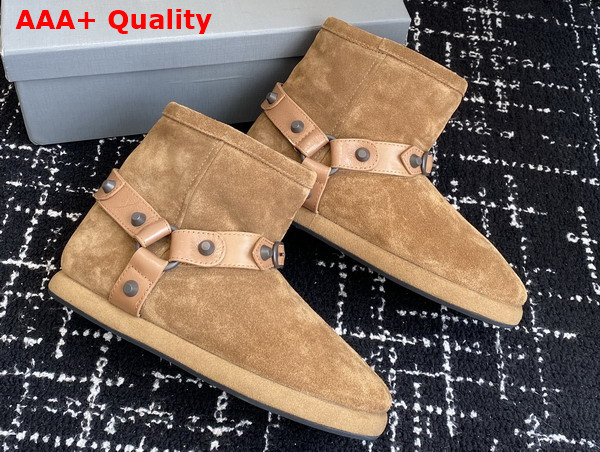 Balenciaga Alaska Soft Bootie in Camel Split Calfskin and Synthetic Material Replica