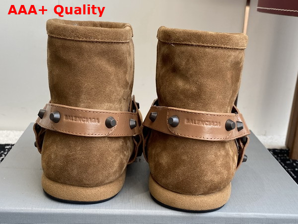 Balenciaga Alaska Soft Bootie in Camel Split Calfskin and Synthetic Material Replica