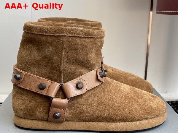 Balenciaga Alaska Soft Bootie in Camel Split Calfskin and Synthetic Material Replica