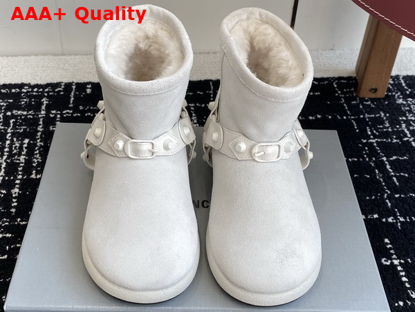 Balenciaga Alaska Soft Bootie in White Split Calfskin and Synthetic Material Replica
