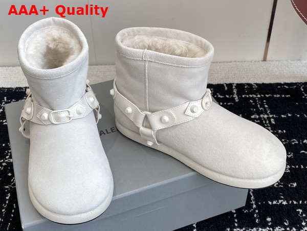 Balenciaga Alaska Soft Bootie in White Split Calfskin and Synthetic Material Replica