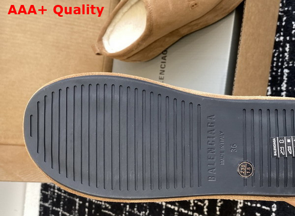 Balenciaga Alaska Soft Platform Mule in Brown Split Calfskin and White Synthetic Material Replica