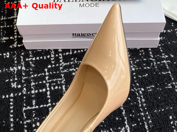 Balenciaga Avenue 110mm Pump in Beige Glossy Patent Calfskin Replica