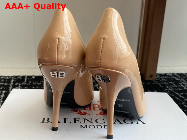 Balenciaga Avenue 110mm Pump in Beige Glossy Patent Calfskin Replica