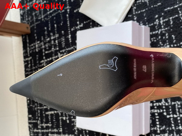 Balenciaga Avenue 110mm Pump in Beige Glossy Patent Calfskin Replica
