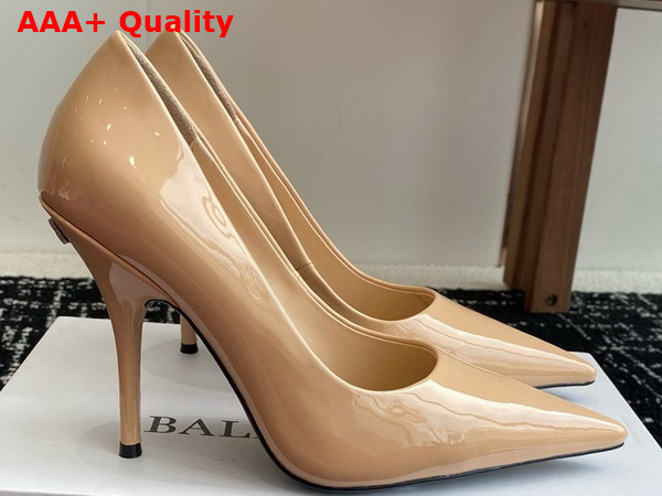 Balenciaga Avenue 110mm Pump in Beige Glossy Patent Calfskin Replica