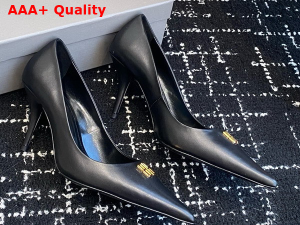 Balenciaga Avenue BB Editor 90mm Pump in Black Shiny Soft Calfskin Replica