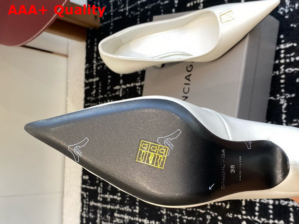 Balenciaga Avenue BB Editor 90mm Pump in White Shiny Soft Calfskin Replica