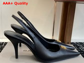 Balenciaga Avenue BB Editor 90mm Slingback Pump in Black Shiny Soft Calfskin Replica