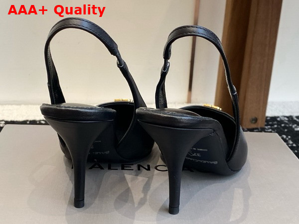 Balenciaga Avenue BB Editor 90mm Slingback Pump in Black Shiny Soft Calfskin Replica