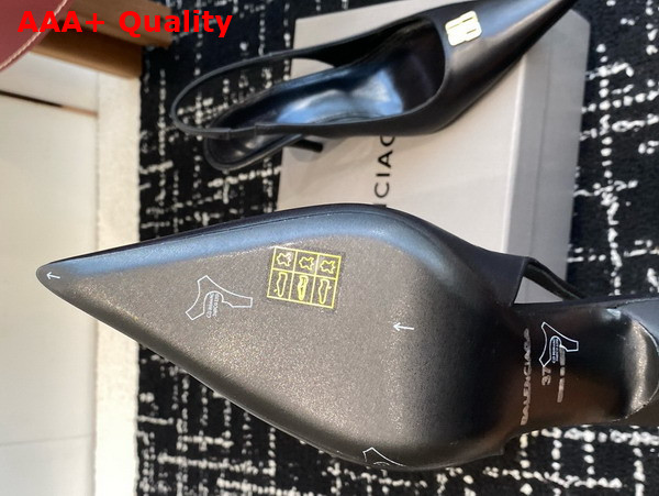 Balenciaga Avenue BB Editor 90mm Slingback Pump in Black Shiny Soft Calfskin Replica