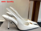 Balenciaga Avenue BB Editor 90mm Slingback Pump in White Shiny Soft Calfskin Replica
