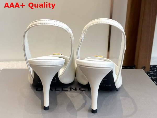Balenciaga Avenue BB Editor 90mm Slingback Pump in White Shiny Soft Calfskin Replica