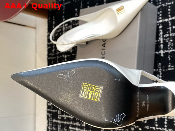 Balenciaga Avenue BB Editor 90mm Slingback Pump in White Shiny Soft Calfskin Replica