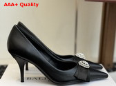 Balenciaga Avenue Palazzo 90mm Pump in Black Calfskin and Rhinestones Replica