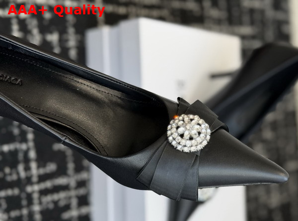 Balenciaga Avenue Palazzo 90mm Pump in Black Calfskin and Rhinestones Replica