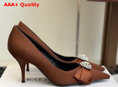 Balenciaga Avenue Palazzo 90mm Pump in Brown Satin and Rhinestones Replica