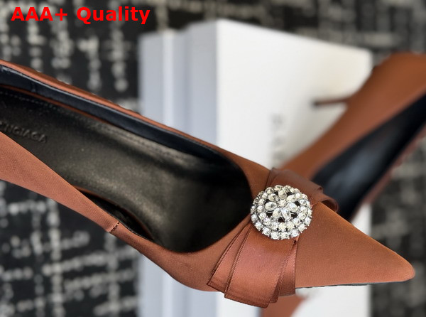 Balenciaga Avenue Palazzo 90mm Pump in Brown Satin and Rhinestones Replica