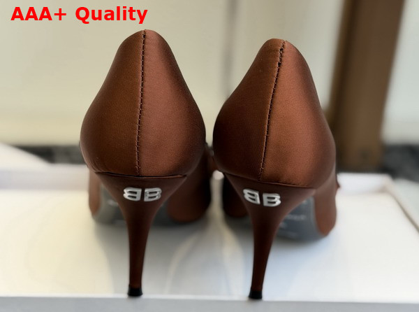 Balenciaga Avenue Palazzo 90mm Pump in Brown Satin and Rhinestones Replica