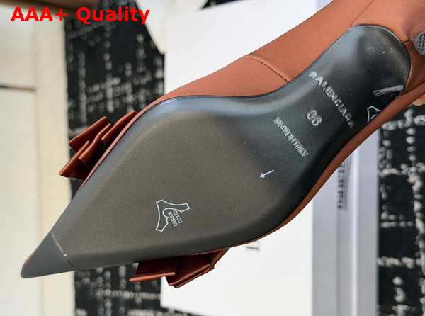 Balenciaga Avenue Palazzo 90mm Pump in Brown Satin and Rhinestones Replica