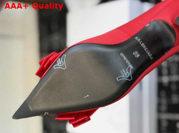 Balenciaga Avenue Palazzo 90mm Pump in Red Satin and Rhinestones Replica