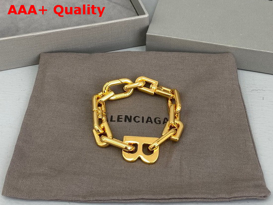 Balenciaga B Chain Thin Bracelet in Gold Replica