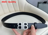Balenciaga BB Hourglass Belt in Black Natural Calfskin Aged Silver Hardware Replica