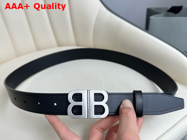 Balenciaga BB Hourglass Belt in Black Natural Calfskin Aged Silver Hardware Replica