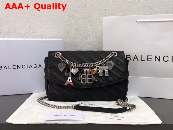 Balenciaga BB Round M Charms Black Replica