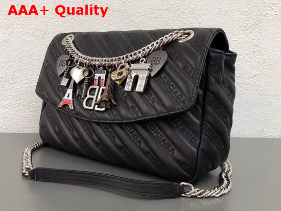 Balenciaga BB Round M Charms Black Replica