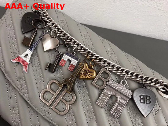 Balenciaga BB Round M Charms Grey Replica