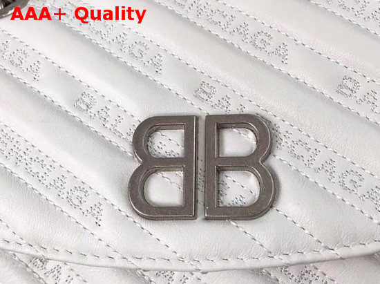 Balenciaga BB Round S Calfskin with Jacquard Balenciaga Logo Pattern White Replica