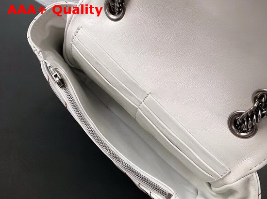 Balenciaga BB Round S White Calfskin Emboridered Balenciaga Logo Replica