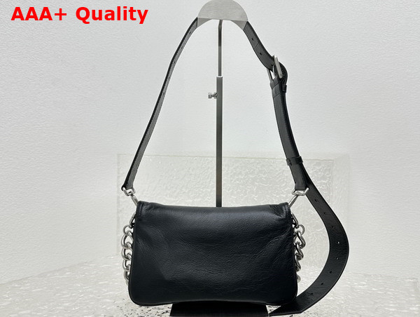 Balenciaga BB Soft Small Flap Bag in Black Peach Calfskin Aged Silver Hardware Replica