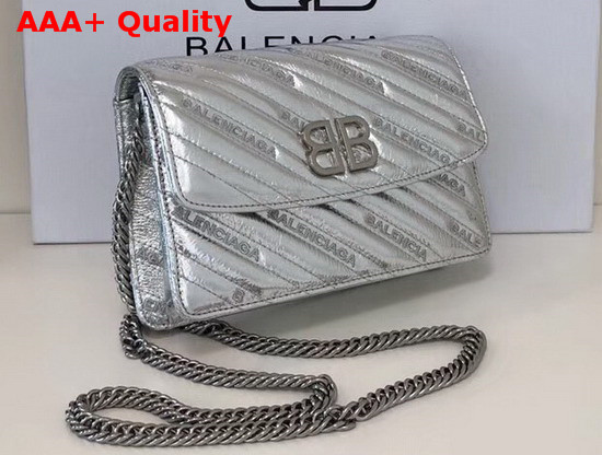 Balenciaga BB Wallet On Chain Metallic Effect Replica