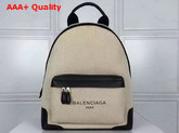 Balenciaga Backpack in Beige Cotton Canvas with Black Leather Trim Replica