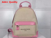 Balenciaga Backpack in Beige Cotton Canvas with Pink Leather Trim Replica