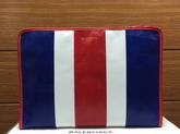 Balenciaga Bazar Pouch Multicolored Arena Leather Stripes Blue White and Red For Sale