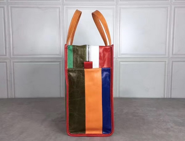 Balenciaga Bazar Shopper S Multicolored Leather Stripes For Sale