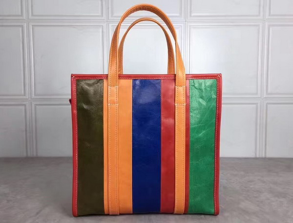 Balenciaga Bazar Shopper S Multicolored Leather Stripes For Sale