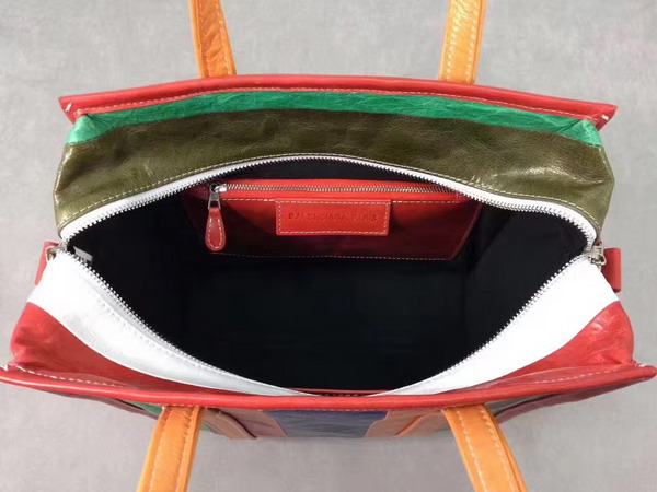 Balenciaga Bazar Shopper S Multicolored Leather Stripes For Sale