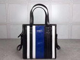 Balenciaga Bazar Shopper XS Black and White and Blue Arena Leather Stripes For Sale