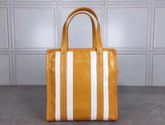 Balenciaga Bazar Shopper XS Yellow and White Arena Leather Stripes For Sale
