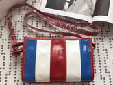 Balenciaga Bazar Strap Clutch Blue and White and Red Arena Leather For Sale